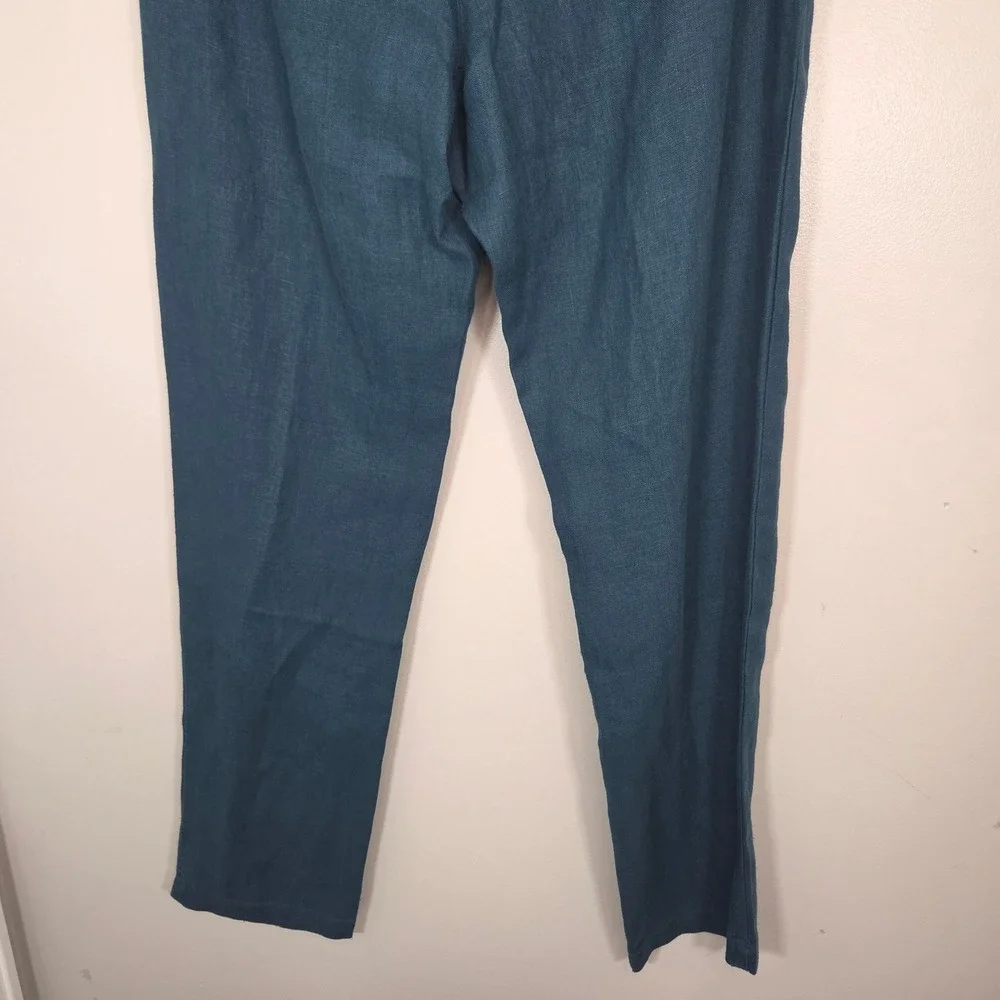 Alex Crane Cham Linen Pants 26 NWT Dusk Blue French Linen Button Fly $178